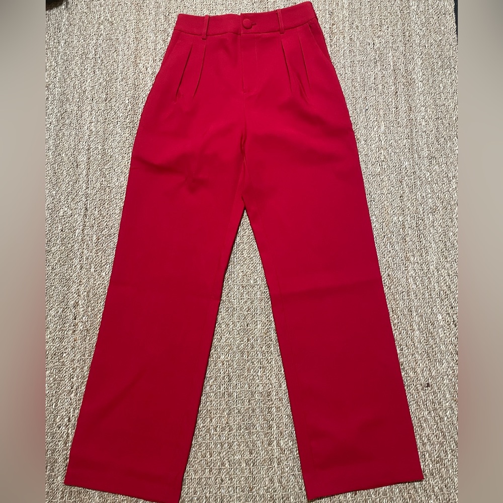 ASOS 4th and Reckless Red Wide Leg Suit Pants Sz 8 NWT